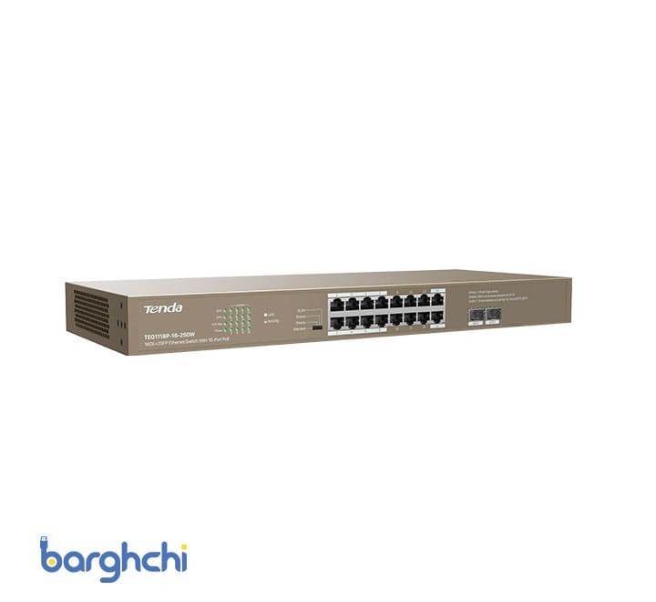 سوئیچ شبکه تندا 16 پورت مدل TEG1118P-16-250W