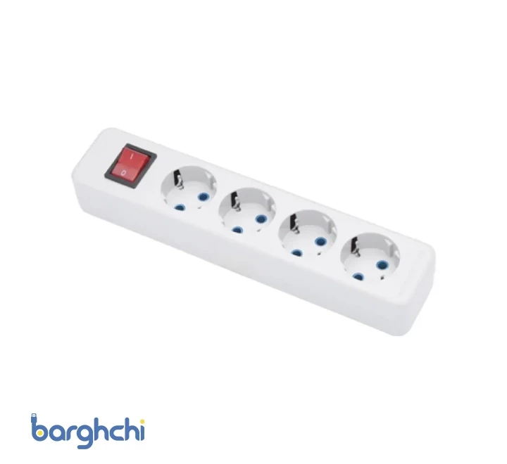 4 خانه ارت دار با کلید و کابل 1/8 متر پارت الکتریک مدل 293