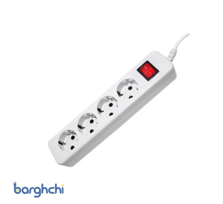 4 خانه ارت دار با کلید و کابل 1/8 متر پارت الکتریک مدل 293