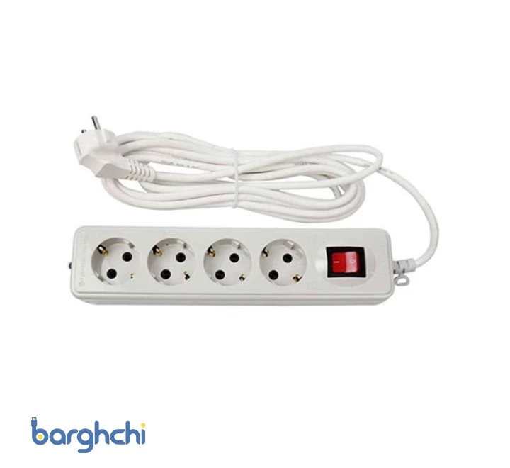 4 خانه ارت دار با کلید و کابل 1/8 متر پارت الکتریک مدل 293