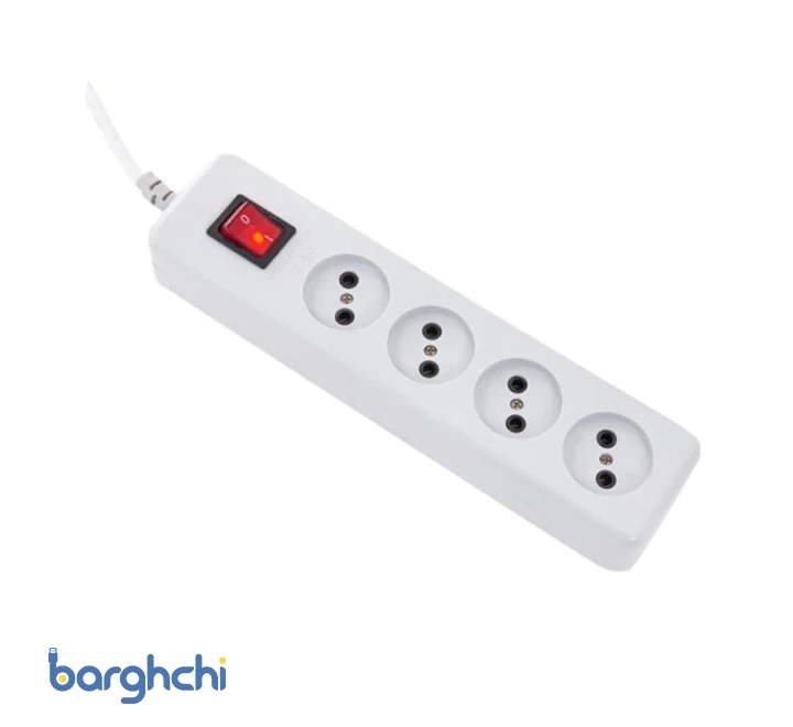 4 خانه بدون ارت با کلید و کابل 1/8 متر پارت الکتریک مدل 307