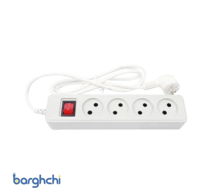 4 خانه بدون ارت با کلید و کابل 1/8 متر پارت الکتریک مدل 307