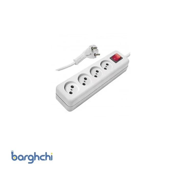 4 خانه بدون ارت با کلید و کابل 1/8 متر پارت الکتریک مدل 307