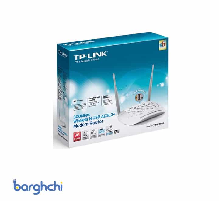 مودم روتر ADSL2 Plus بی‌سیم N300 تی پی-لینک مدل TD-W8968