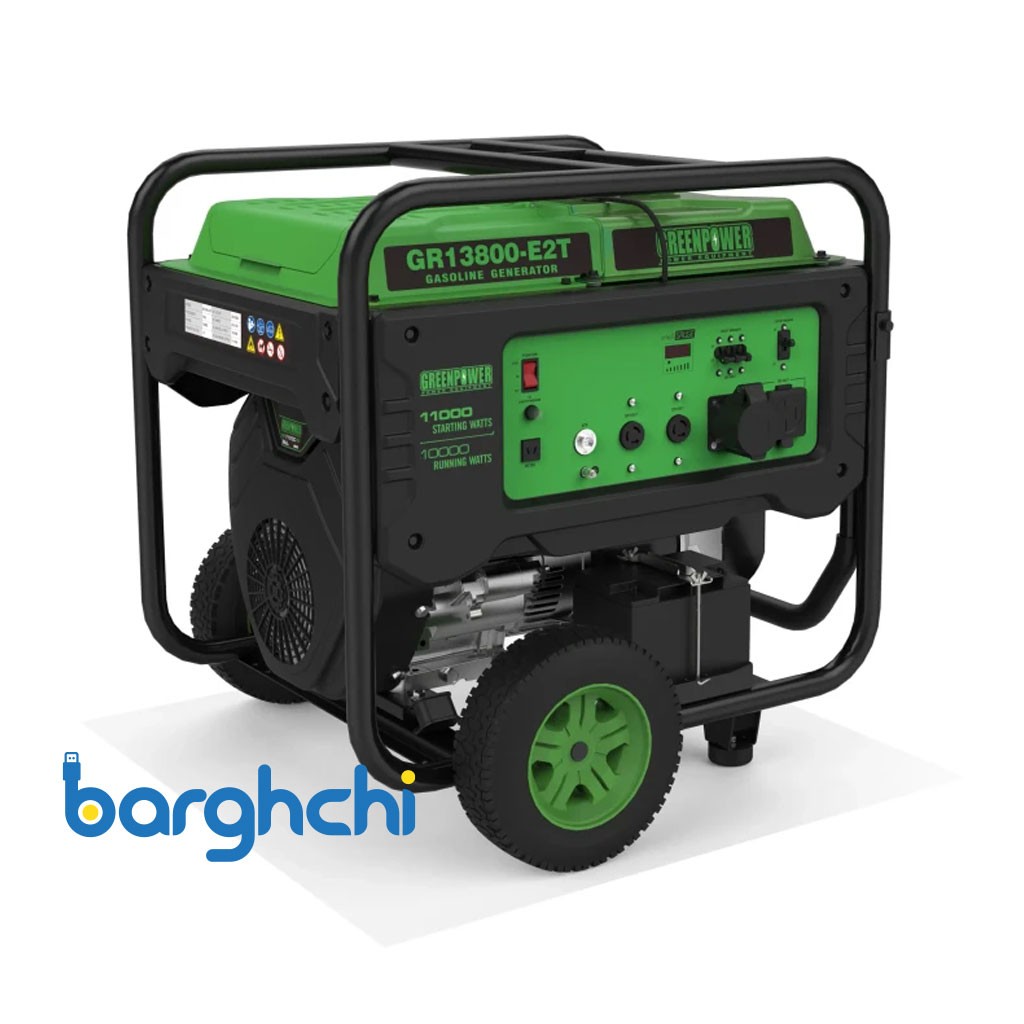 موتور برق بنزینی گرین پاور 11 کیلووات مدل GR13800E2T استارتی تک فاز و سه فاز