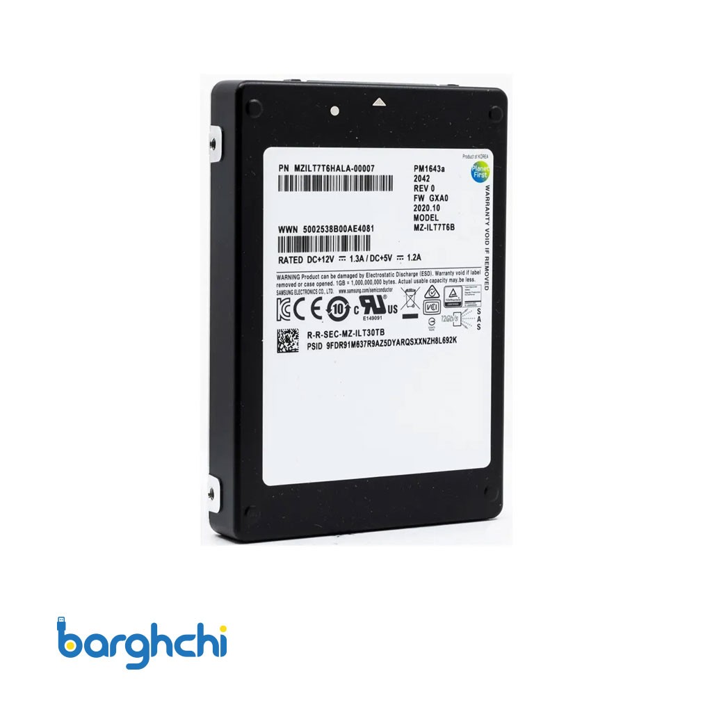 حافظه اس اس دی سرور Samsung PM1653 SAS 7.68TB