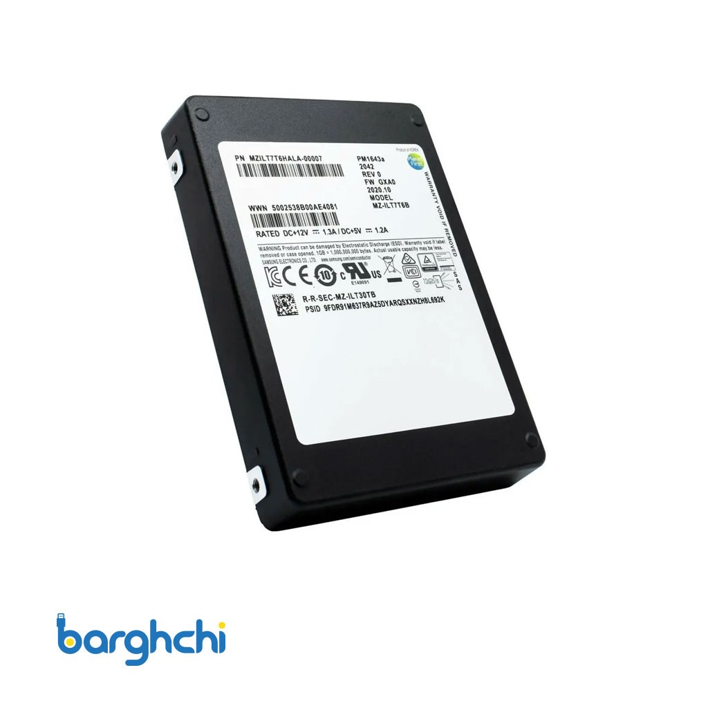 حافظه اس اس دی سرور Samsung PM1653 SAS 7.68TB
