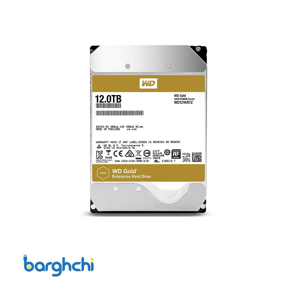 هارد دیسک وسترن دیجیتال Gold WD121KRYZ ظرفیت 12 ترابایت