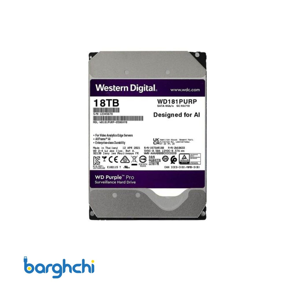 هارد دیسک وسترن دیجیتال WD Purple Pro WD181PURP ظرفیت 18 ترابایت