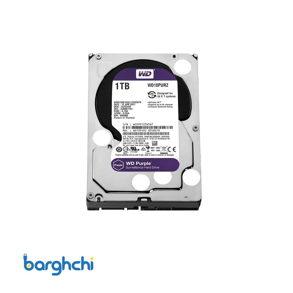 هارد وسترن دیجیتال Purple WD10PURX ظرفیت 1 ترابایت