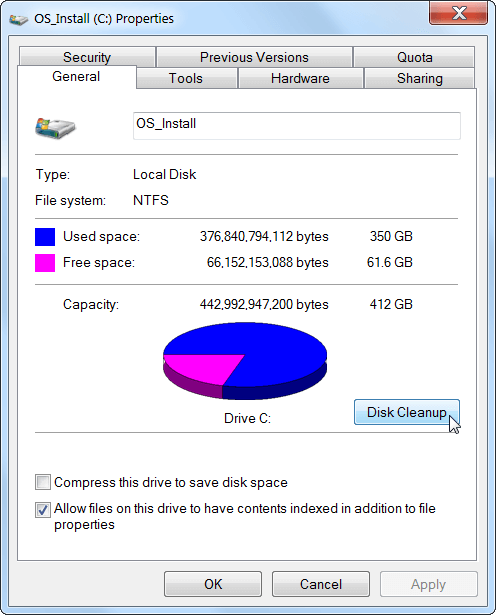  روش برای آزاد سازی فضای هارد دیسک در ویندوز7