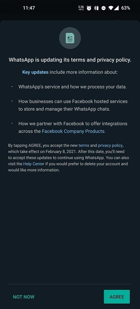 واتس‌اپ اشتراک‌گذاری اطلاعات کاربران با زیرمجموعه‌های فیسبوک را اجباری کرد