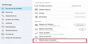 بستن حساب اسکایپ