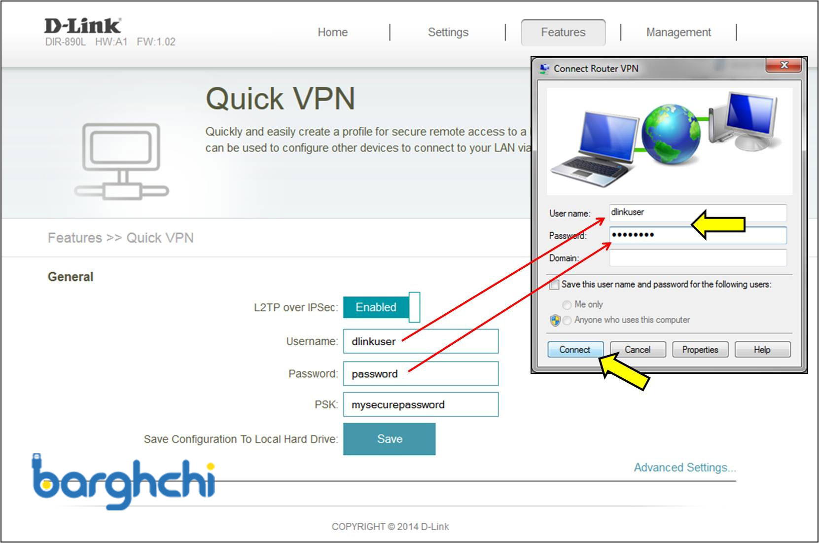 قدم آخر تنظیم VPN در مودم دی لینک