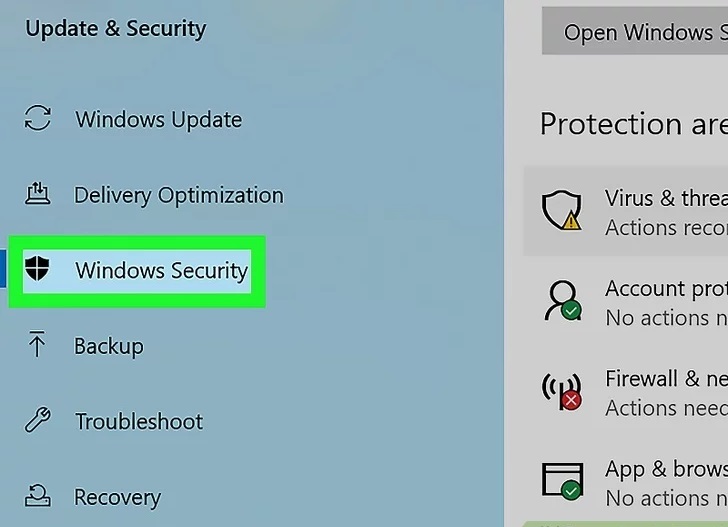 بخش Windows Security