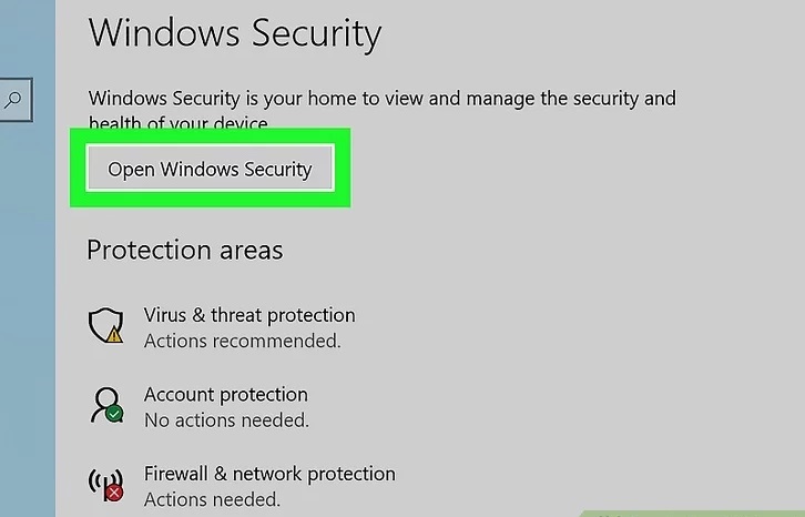 غیرفعال کردن فایروال ویندوز با ورود به بخش Windows Security