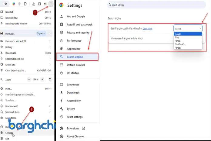 نحوه تغییر موتور جستجو در گوگل کروم