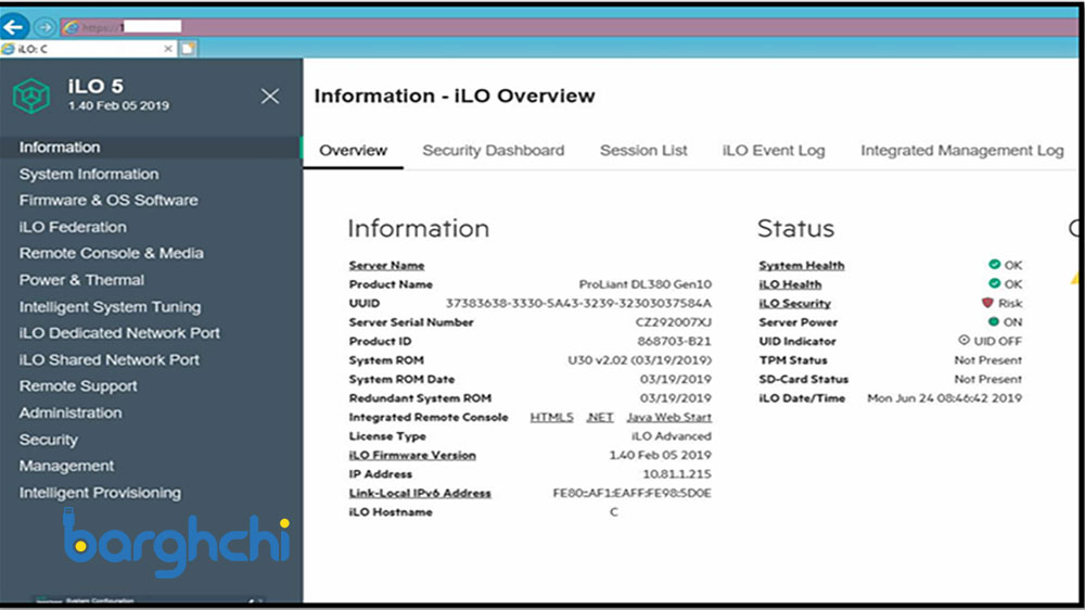 تنظیم iLO سرور HP DL380 G10