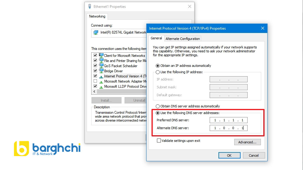 تغییر DNS در ویندوز (Windows 10 / 11)