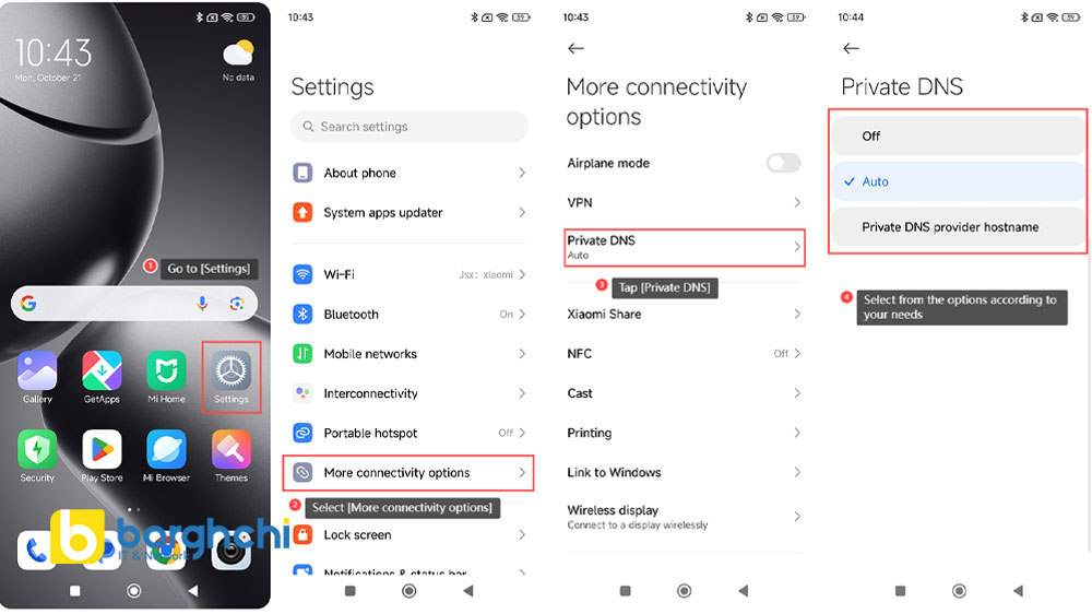 مسیر Private DNS در گوشی شیائومی